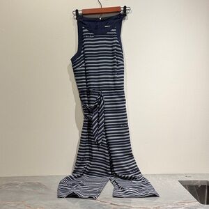 Navy and White Striped Jumpsuit